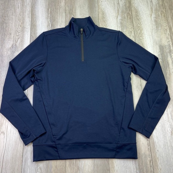 Mack Weldon Atlas Sweater Mens Medium Blue Pullover Knit Half Zip Stretch Men - Picture 1 of 10